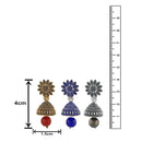 Mahi Combo of Three Traditional Ethnic Jhumka Floral Earrings with Artificial Beads (CO1105180M)
