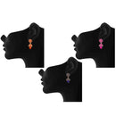 Mahi Combo of Three Traditional Ethnic Jhumka Floral Earrings with Artificial Beads (CO1105183M)