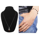 Mahi Combo of Om Nammo Shivay Pendant and Silver Color Cap Bracelet with Rudraksha for Men (CO1105188R)