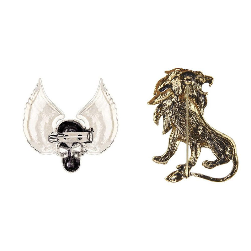 Mahi Combo of Skull Wings and Roring Lion Shirt Stud Brooch Pin for Men (CO1105191M)