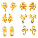 Mahi Combo of 6  Small Baby Size Stud Earrings with Crystal for Women and Girls CO1105265G