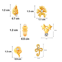 Mahi Combo of 6  Small Baby Size Stud Earrings with Crystal for Women and Girls CO1105265G