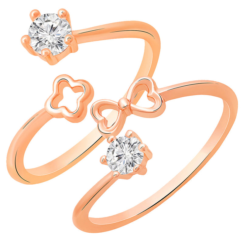 Bhavi Jewels Rose Gold Plated Adjustable Combo Ring