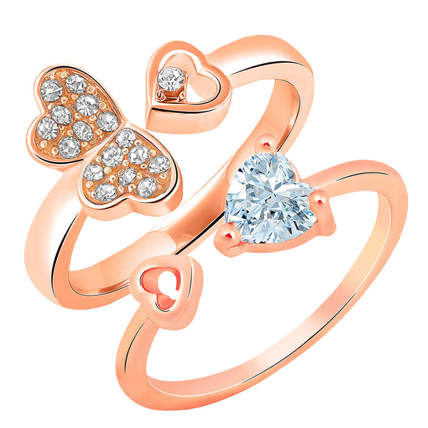 Bhavi Jewels Rose Gold Plated Adjustable Combo Ring