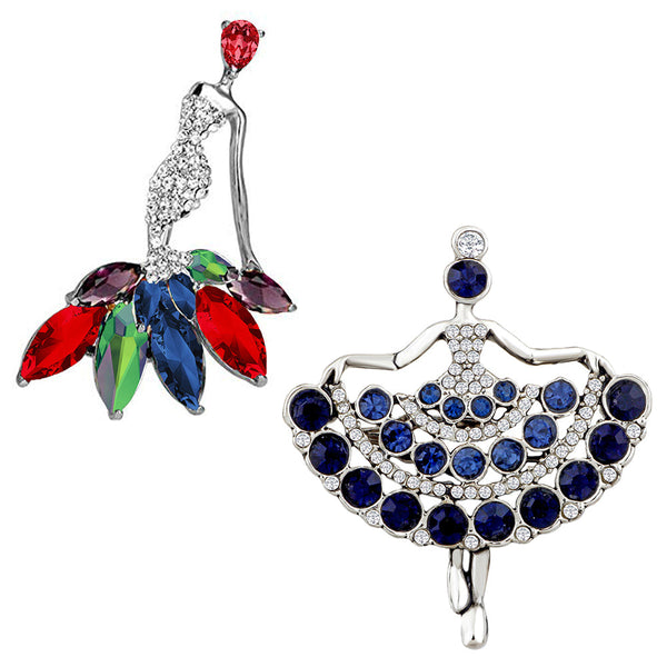 Mahi Combo of Doll Shaped Wedding Brooch / Lapel Pin with Multicolor Crystals for Women (CO1105468R)