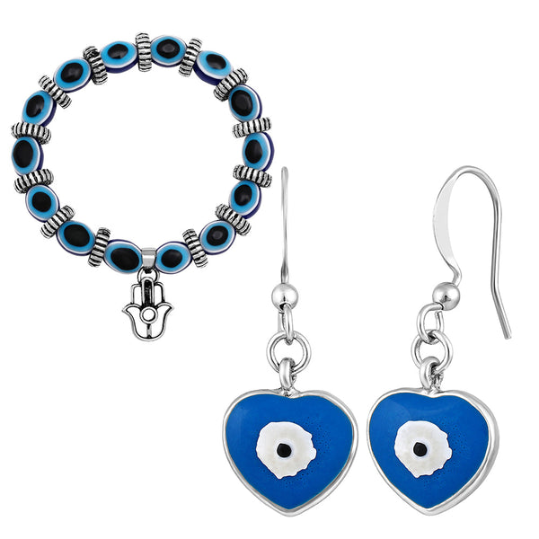Mahi Combo of Evil Eye Bracelet & Earring with Beads for Women (CO1105580R)