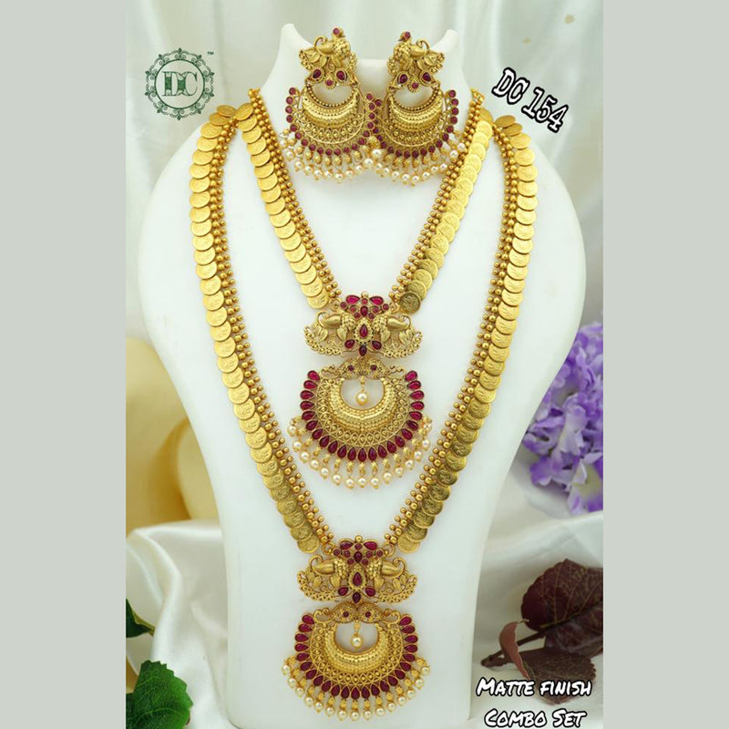 Diksha Collection Gold Plated Pota Stone Long & Short Necklace Set