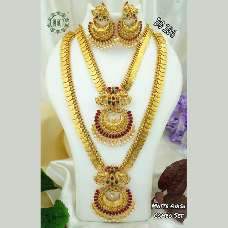 Diksha Collection Gold Plated Pota Stone Long & Short Necklace Set