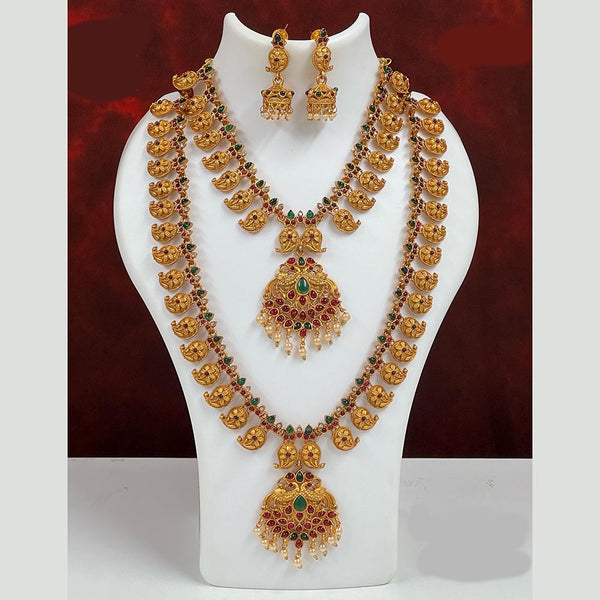 Diksha Collection Pota Stone Necklace Combo Set