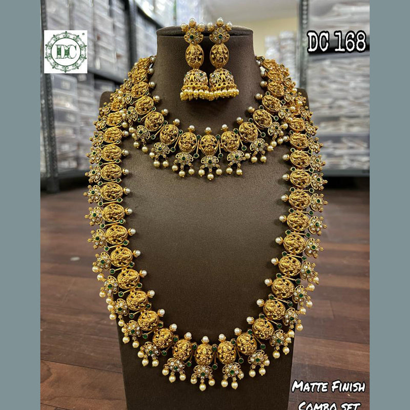 Diksha Collection Gold Plated Double Necklace Set