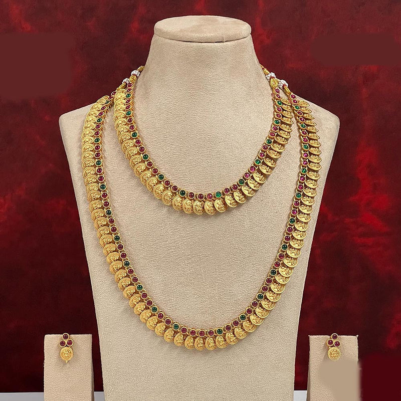 Diksha Collection Pota Stone Necklace Combo Set