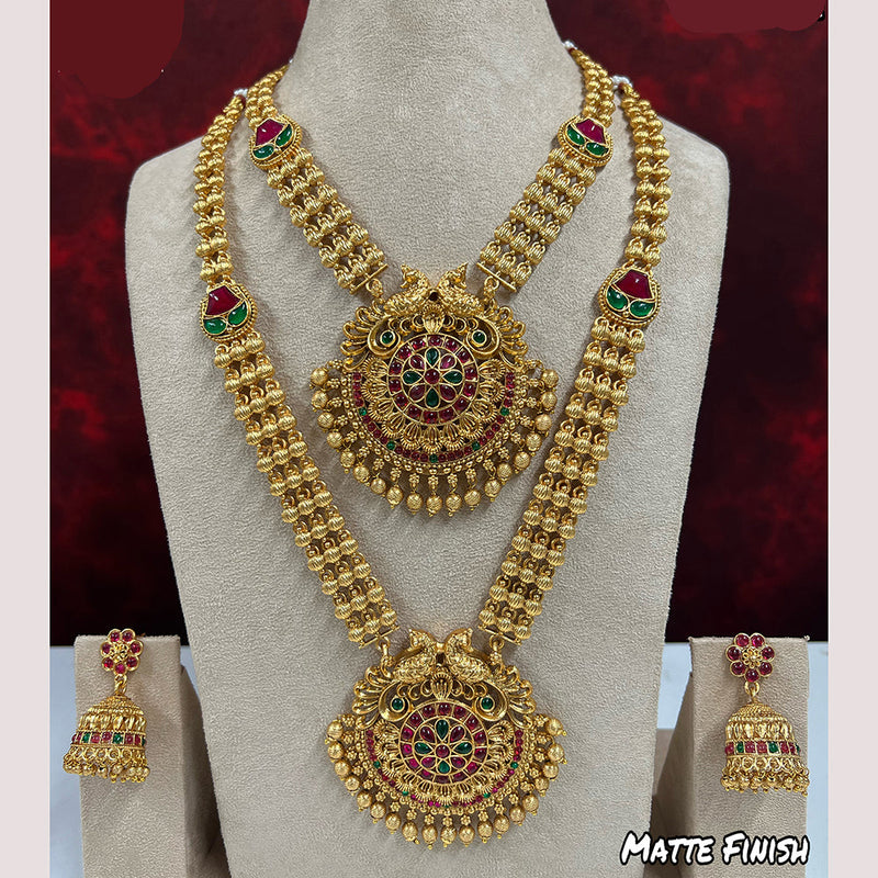 Diksha Collection Pota Stone Necklace Combo Set