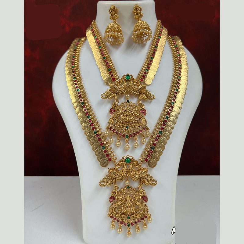 Diksha Collection Pota Stone Necklace Combo Set