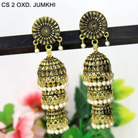 Mahavir Antique Gold Plated Jhumki Earrings - CS 2 OXD Jumkhi