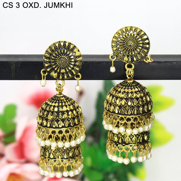 Mahavir Gold Plated & Pearl Jhumki Earrings  - CS Jumkhi 3 OXD