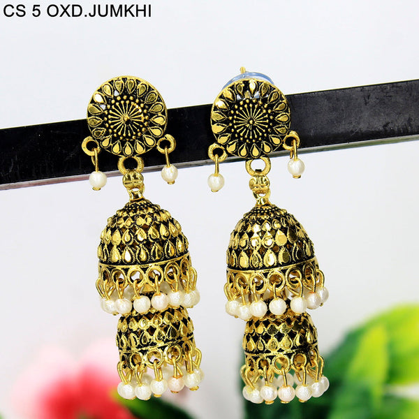 Mahavir Gold Plated & Pearl Jhumki Earrings  - CS Jumkhi 5 OXD