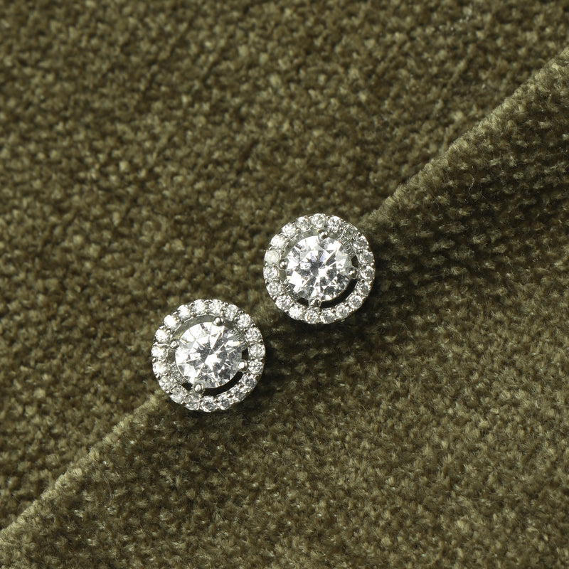 Nipura Classic Halo Solitaire Earrings