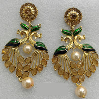 Midas Touch Austrian Stone & Meenakari Peacock Dangler Earrings