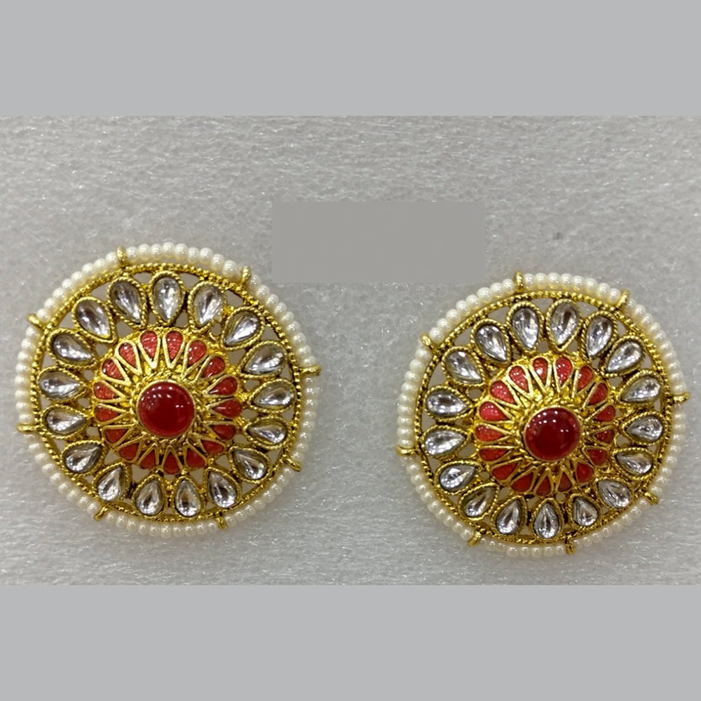 Midas Touch Kundan Stone Gold Plated Studs Earrings