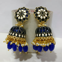 Midas Touch Blue Meenakari & Beads Gold Plated Jhumki Earrings