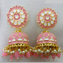 Midas Touch Pink Meenakari & Beads Gold Plated Jhumki Earrings