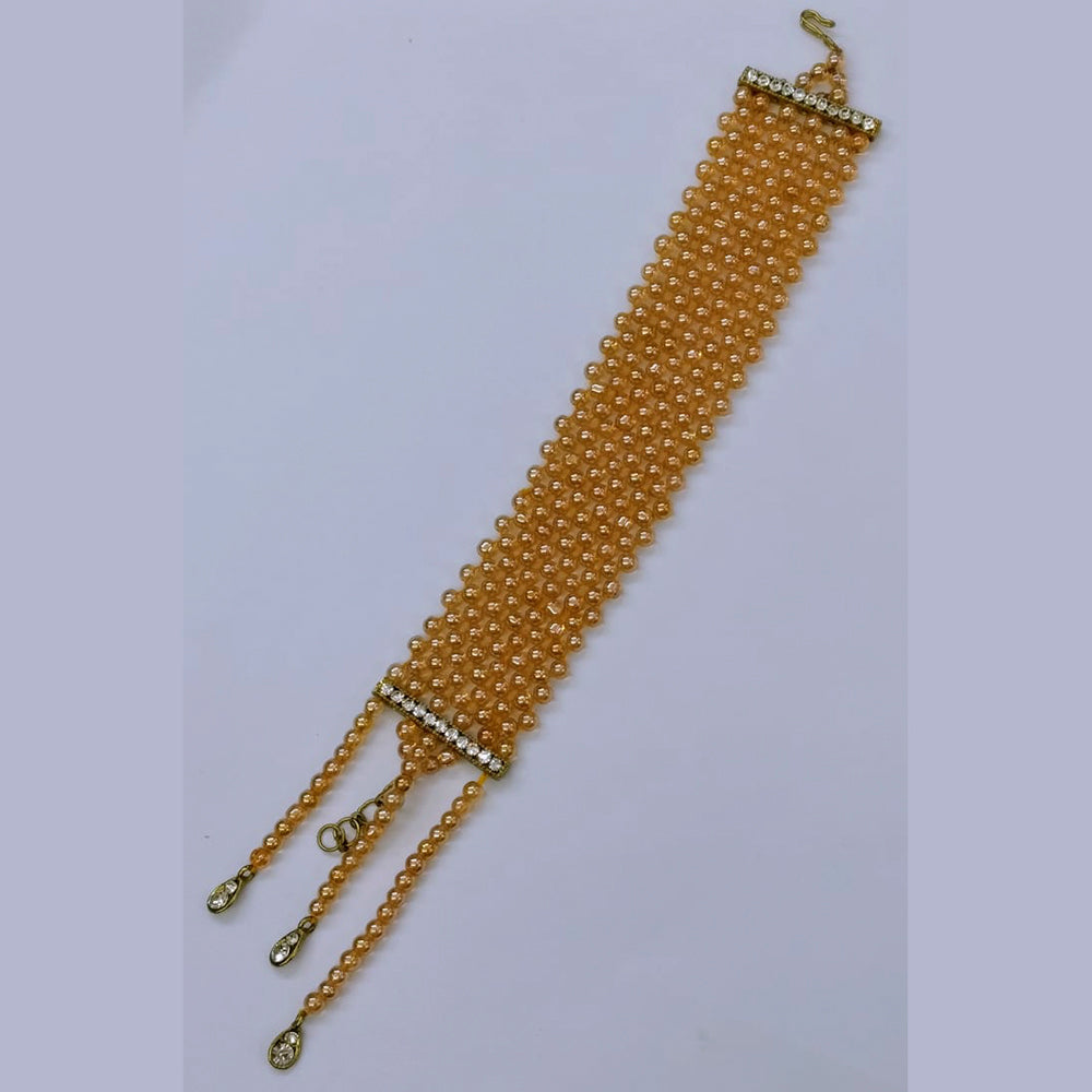 Midas Touch Gold Plated White Austrian Stone & Pearl Bracelet