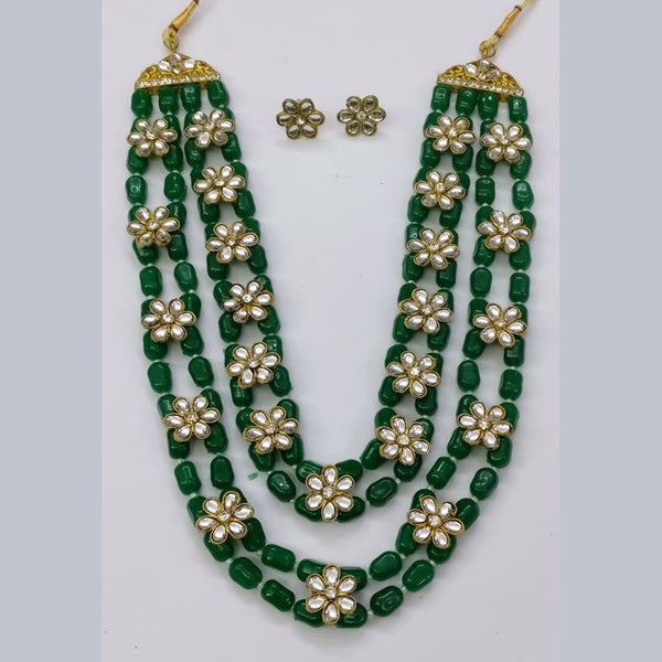 Midas Touch Gold Plated Pota Stone & Kundan Necklace Set