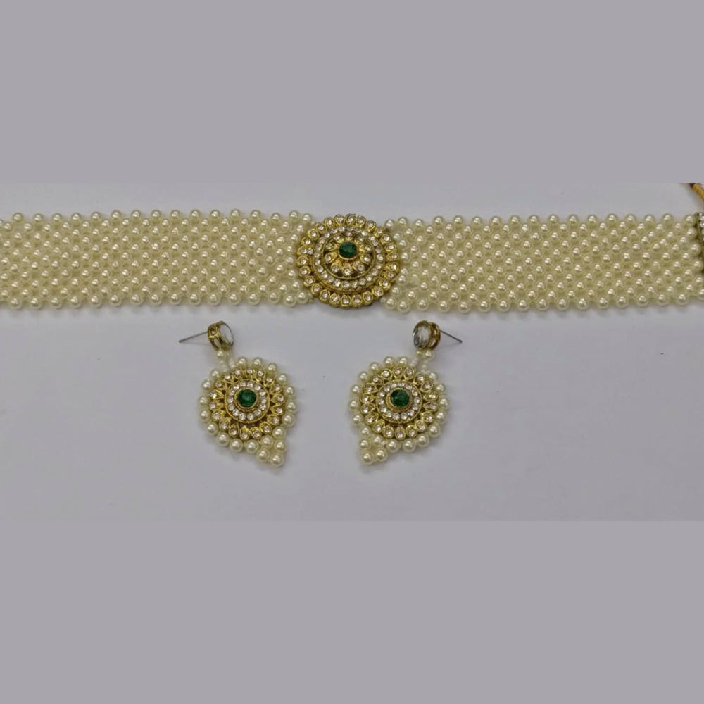 Midas Touch Gold Plated Austrian Stone & Pearl Necklace Set