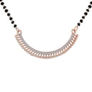 Etnico 18k Rose Gold Plated Traditional Single Line American Diamond Pendant with Black Bead Chain Mangalsutra for Women (D076)