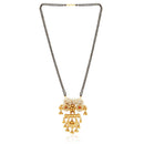 Etnico 18k Gold Plated Traditional Pearl Beads Studded Pendant with Black Bead Chain Mangalsutra With Earrings for Women (D093M)