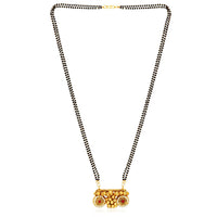 Etnico 18k Gold Plated Traditional Pearl Beads Studded Pendant with Black Bead Chain Mangalsutra With Earrings for Women (D094M)