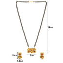 Etnico 18k Gold Plated Traditional Pearl Beads Studded Pendant with Black Bead Chain Mangalsutra With Earrings for Women (D094M)