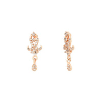 Etnico 18k Rose Gold Plated Traditional Single Line American Diamond Pendant with Black Bead Chain Mangalsutra for Women (D101)