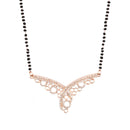 Etnico 18k Rose Gold Plated Traditional Single Line American Diamond Pendant with Black Bead Chain Mangalsutra for Women (D103)