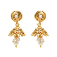 Kriaa White Pearl Gold plated Jhumki - 1307606