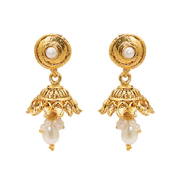 Kriaa White Pearl Gold plated Jhumki - 1307606