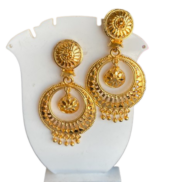 Mahavir Dye Gold Dangler Earrings