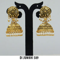 Mahavir Gold Plated White Beads Jhumki Earrings  - DI Jumkhi 589