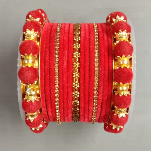 Shree Asha Bangles Pack Of 12 Assorted Color Velvet Bangles Set