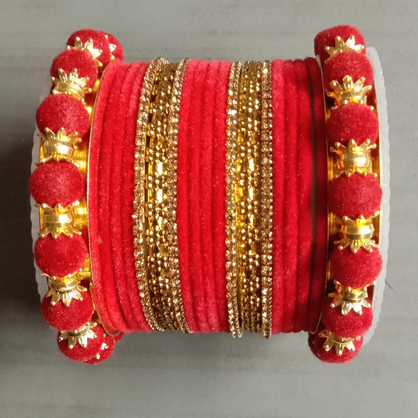 Shree Asha Bangles Pack Of 12 Assorted Color Velvet Bangles Set