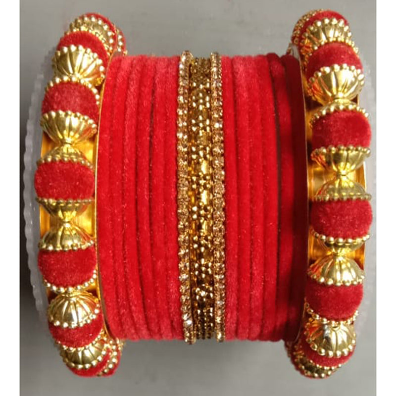 Shree Asha Bangles Pack Of 12 Assorted Color Velvet Bangles Set