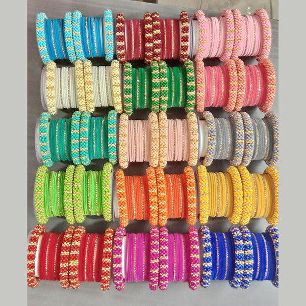 Shree Asha Bangles Pack of 15 Double Hand Multi Color Velvet Bangles Set