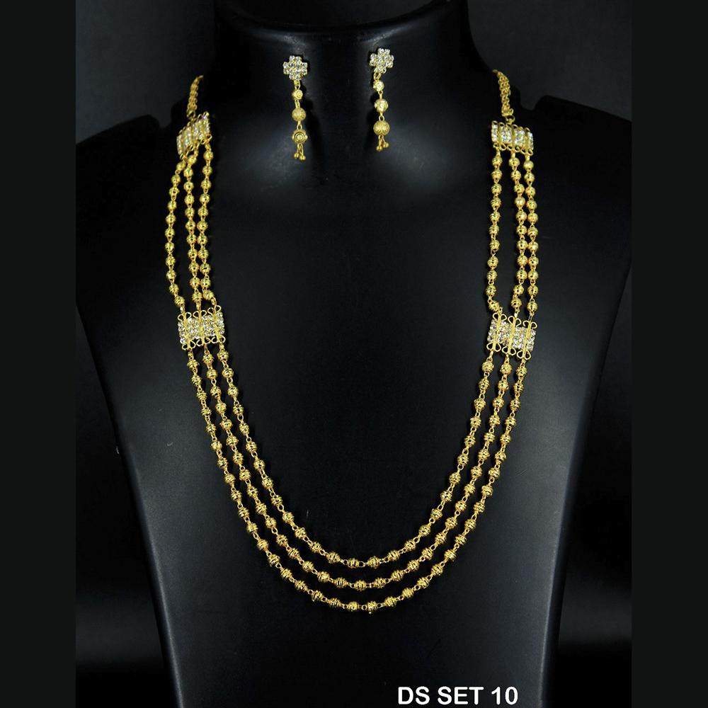 Mahavir Forming Look Gold Plated beautiful Multi Layer Necklace Set  - DS SET 10