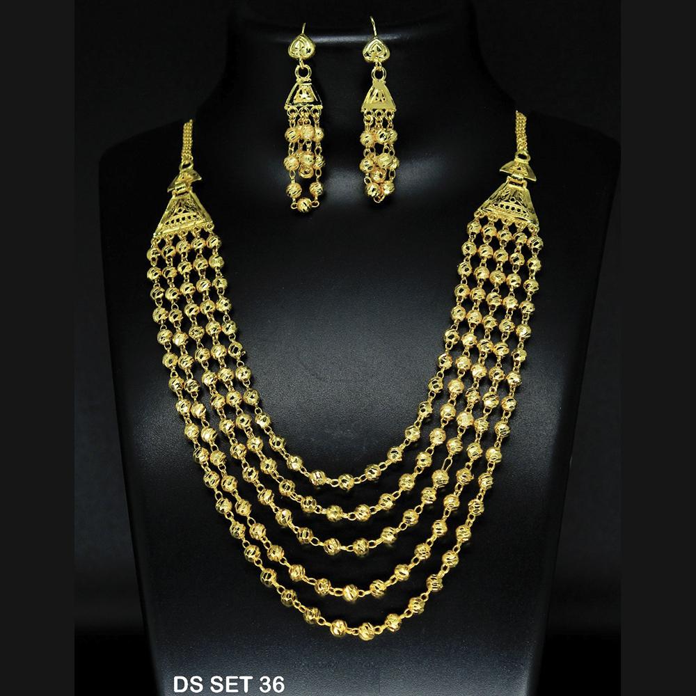 Mahavir Forming Look Gold Plated beautiful Multi Layer Necklace Set  - DS SET 36