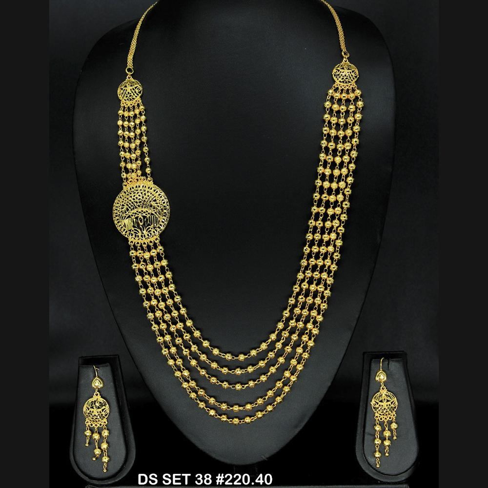 Mahavir Forming Look Gold Plated beautiful Multi Layer Necklace Set  - DS SET 38