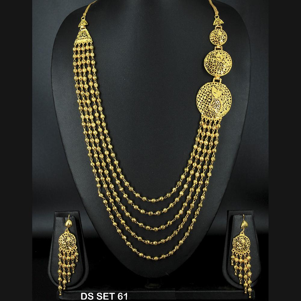 Mahavir Forming Look Gold Plated beautiful Multi Layer Necklace Set  - DS SET 61