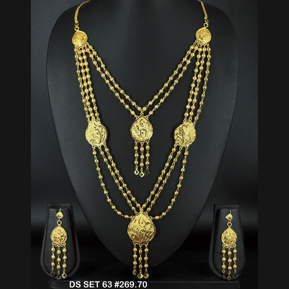 Mahavir Forming Look Gold Plated beautiful Multi Layer Necklace Set  - DS SET 63