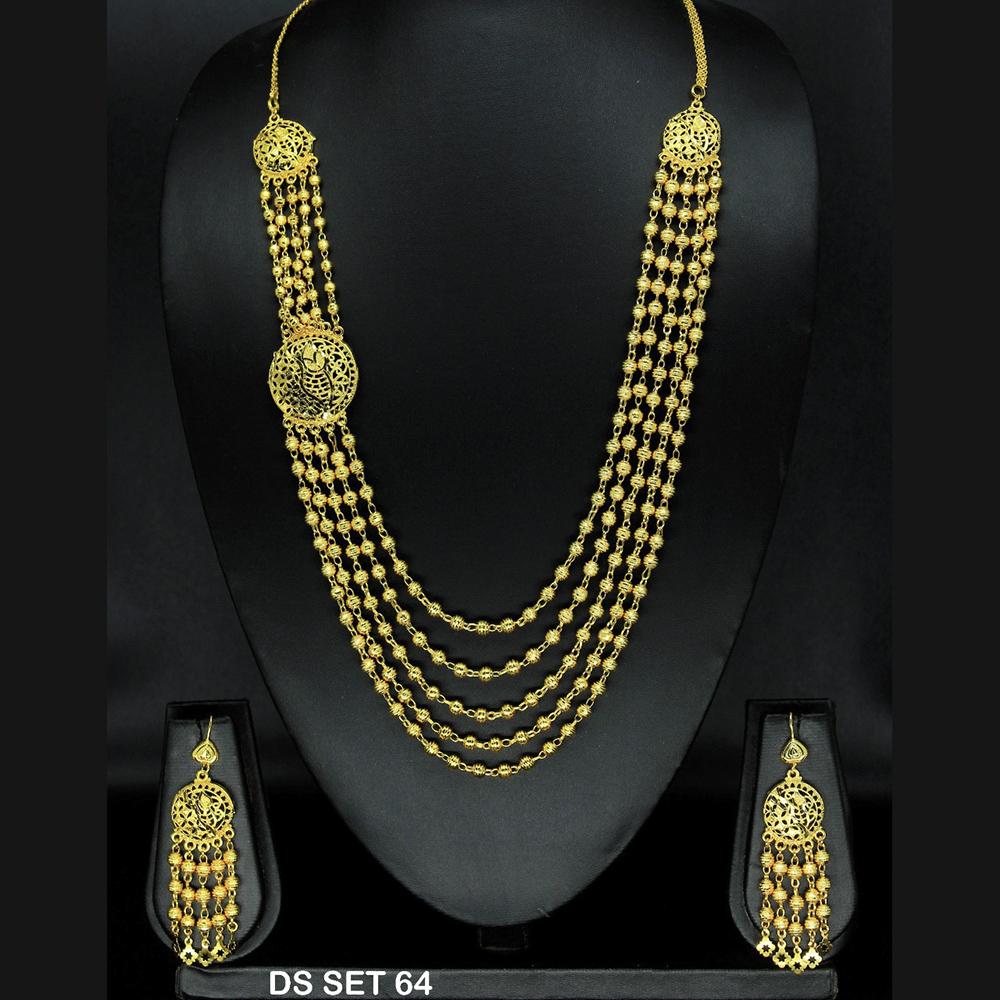 Mahavir Forming Look Gold Plated beautiful Multi Layer Necklace Set  - DS SET 64