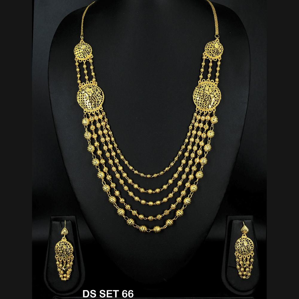 Mahavir Forming Look Gold Plated beautiful Multi Layer Necklace Set  - DS SET 66