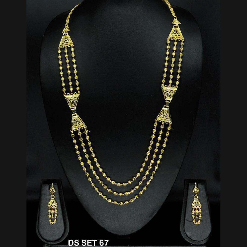 Mahavir Forming Look Gold Plated beautiful Multi Layer Necklace Set  - DS SET 67